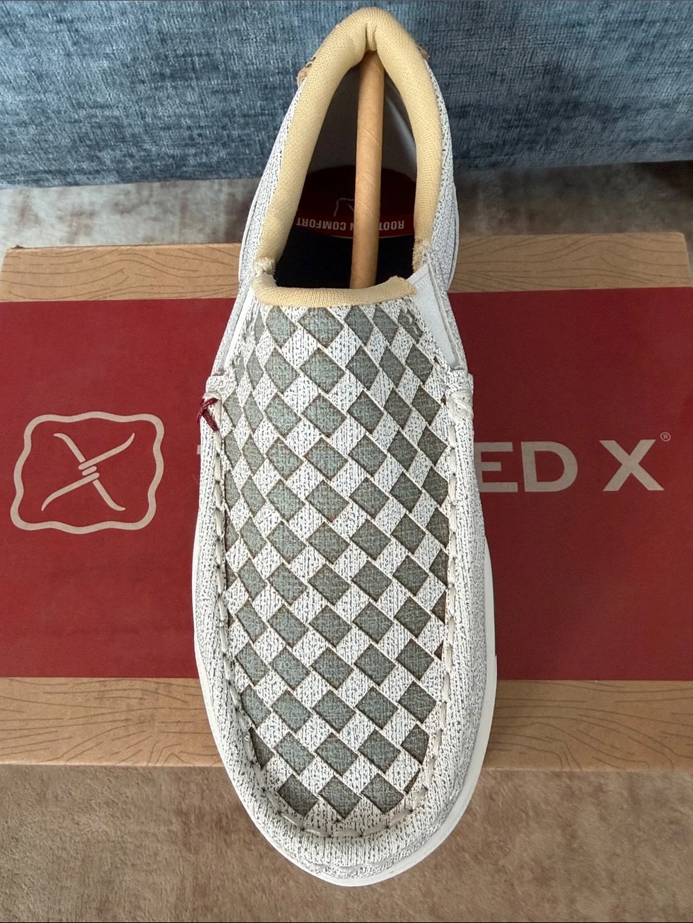 Twisted X Kids White & Tan Checkered Slip-On Kicks Sneaker